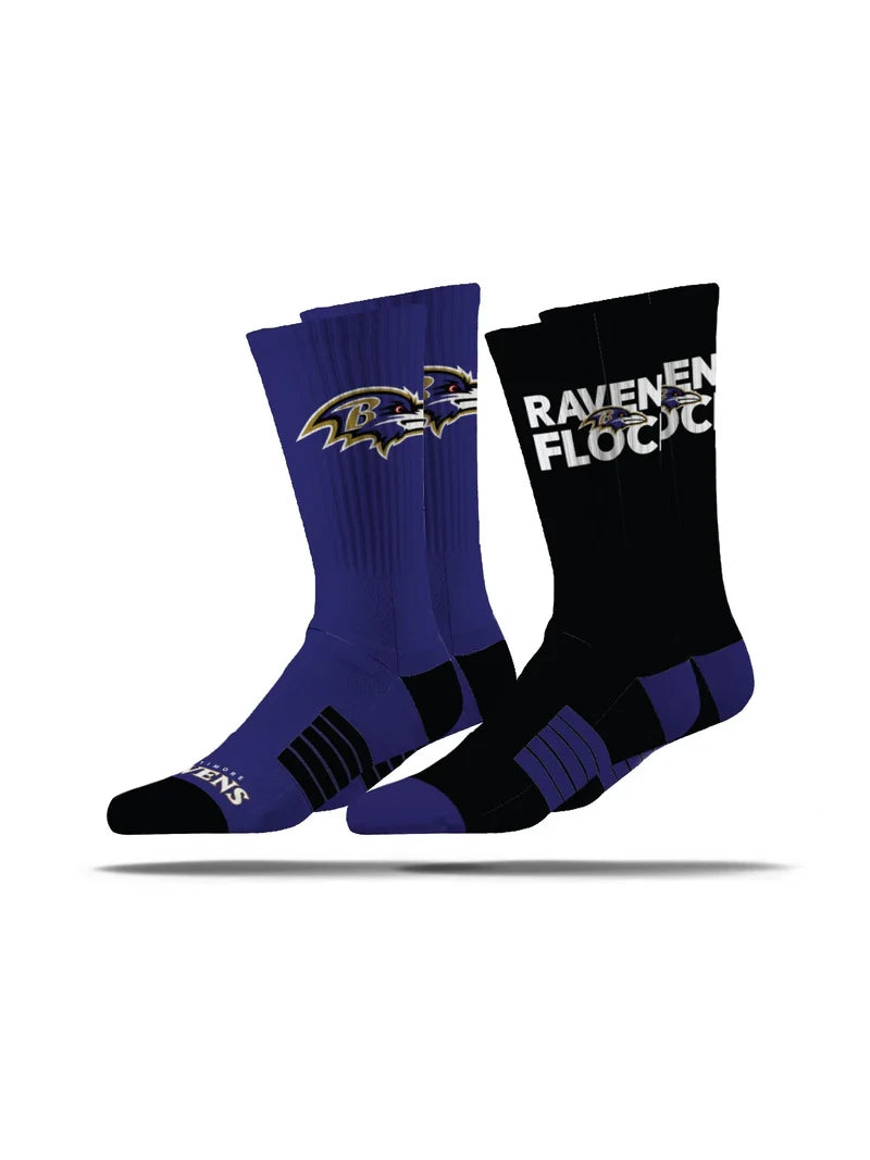 Baltimore Ravens Premier Knit Crew Socks (2 Pack)