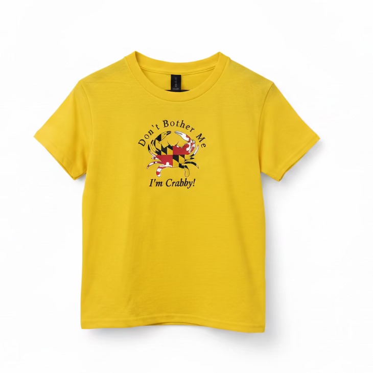Maryland Flag Crab Youth T-Shirt “Don’t Bother Me I’m Crabby”