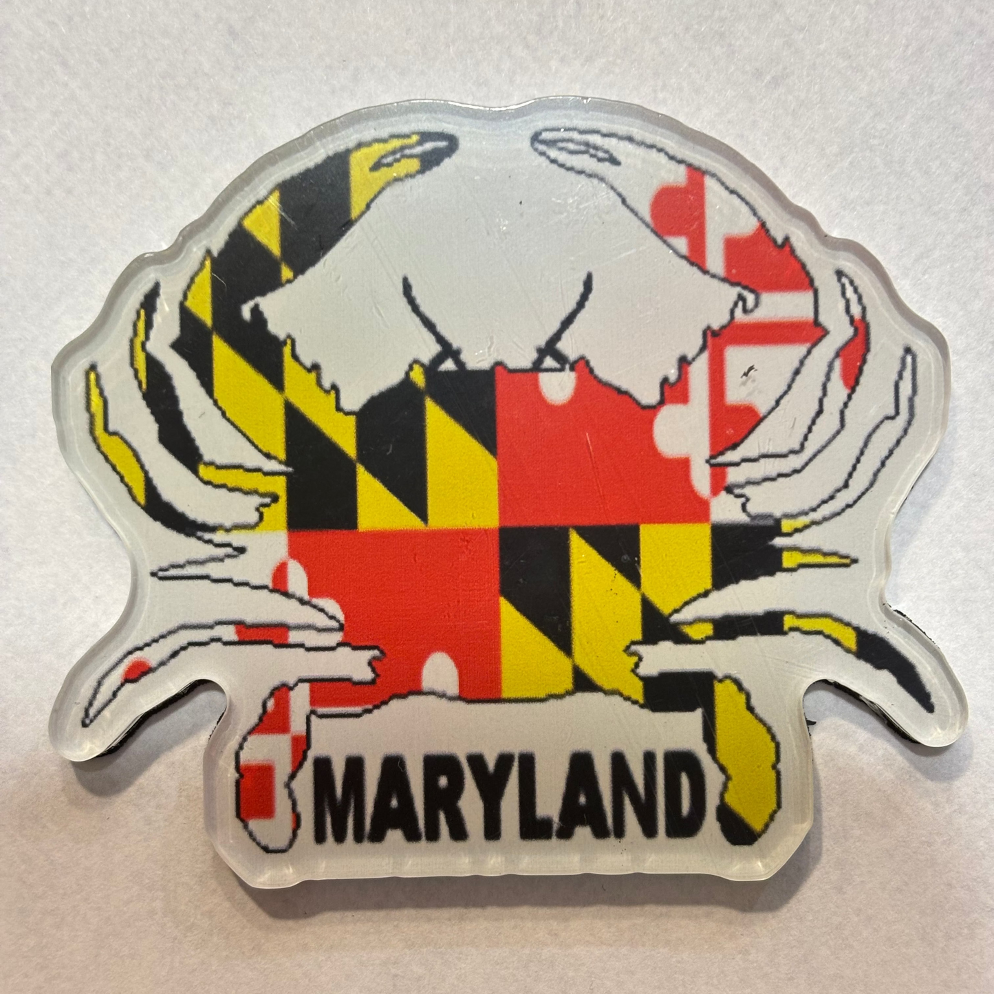 Maryland Flag Crab Magnet 2.3 in x 2.0 in | Blue Crab Refrigerator Magnet Souvenir