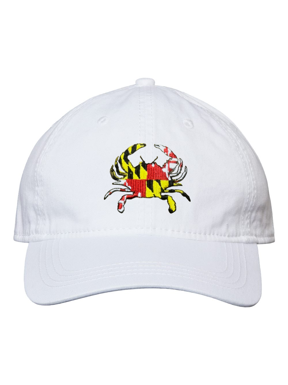 Maryland Crab Embroidered Baseball Cap (White)