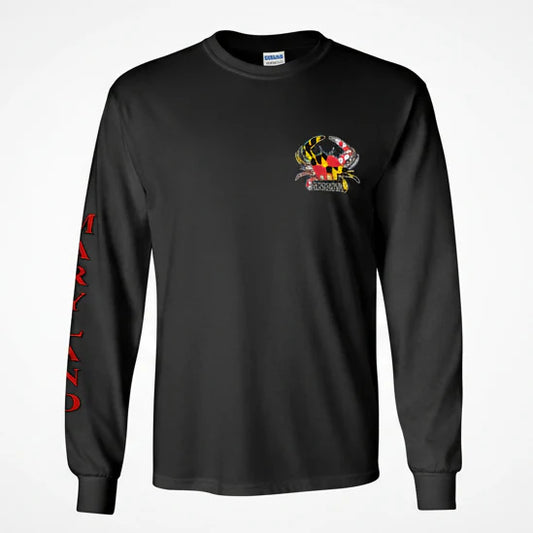 Maryland Small Crab Long Sleeve Shirt (Sleeve inscription) (Black)