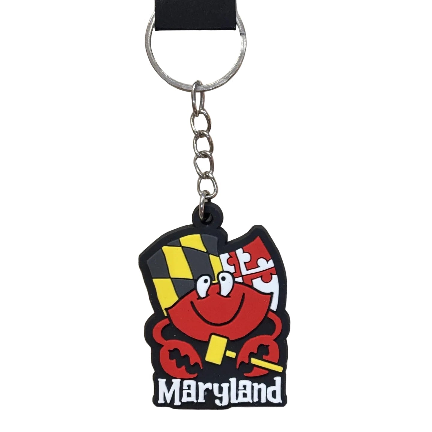 Keychain with Maryland state flag design on a white background