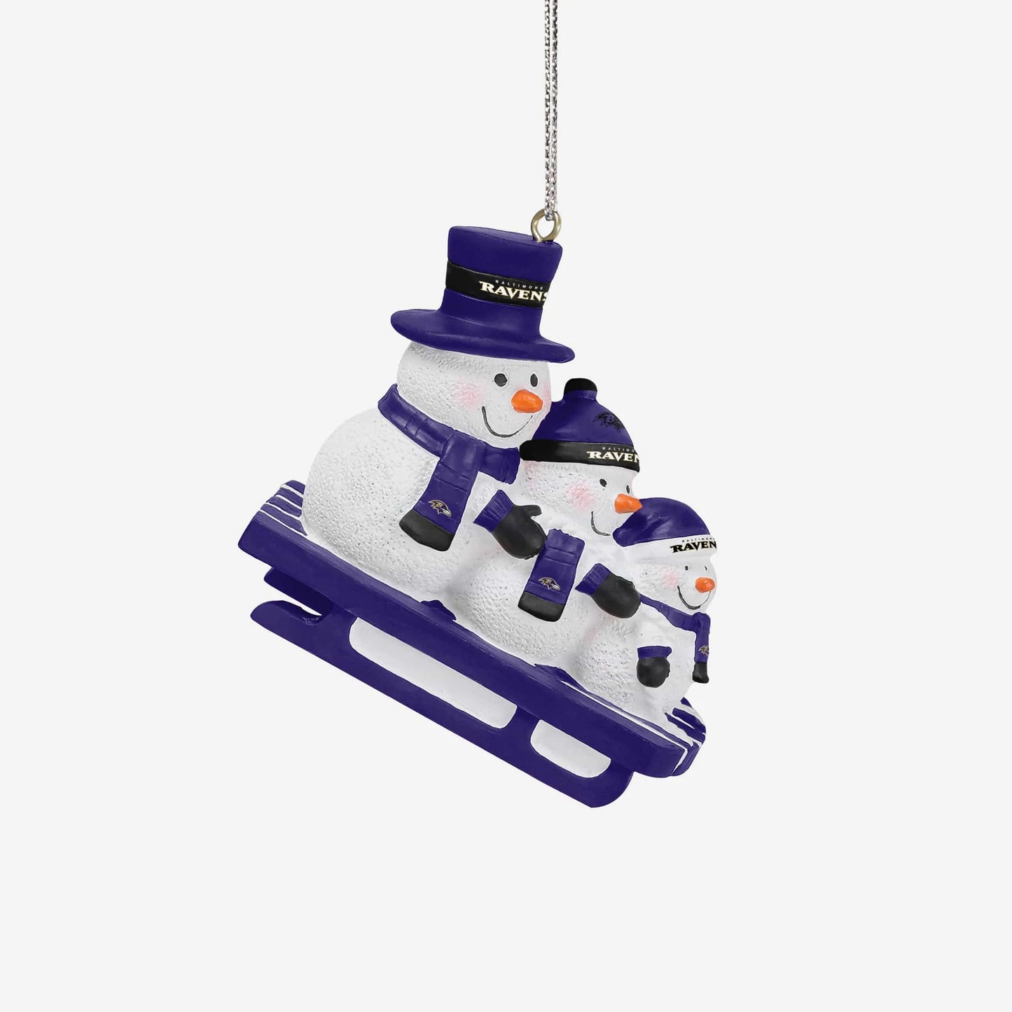 Baltimore Ravens Sledding Snowmen Ornament