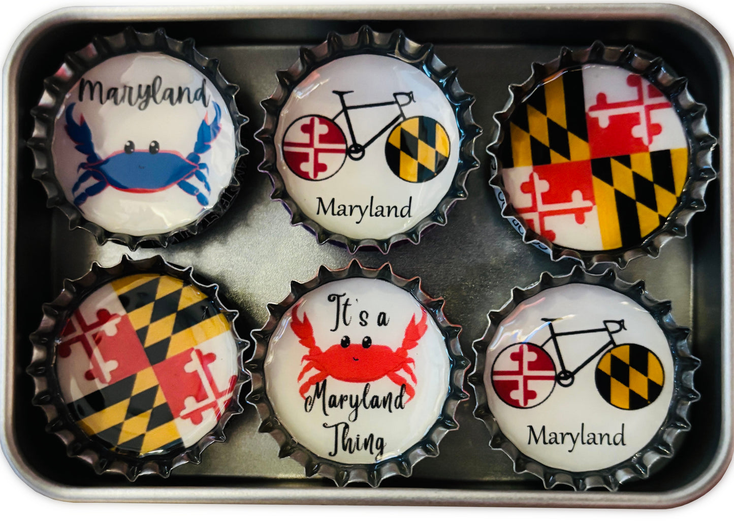Maryland Bottle Cap Magnets (6-Pack)