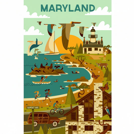 Maryland Geometric Coastal Postcard | Maryland Souvenir & Gift