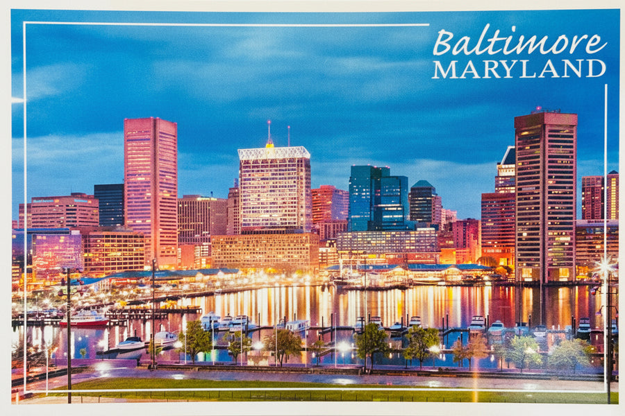 Baltimore Maryland waterfront skyline postcard