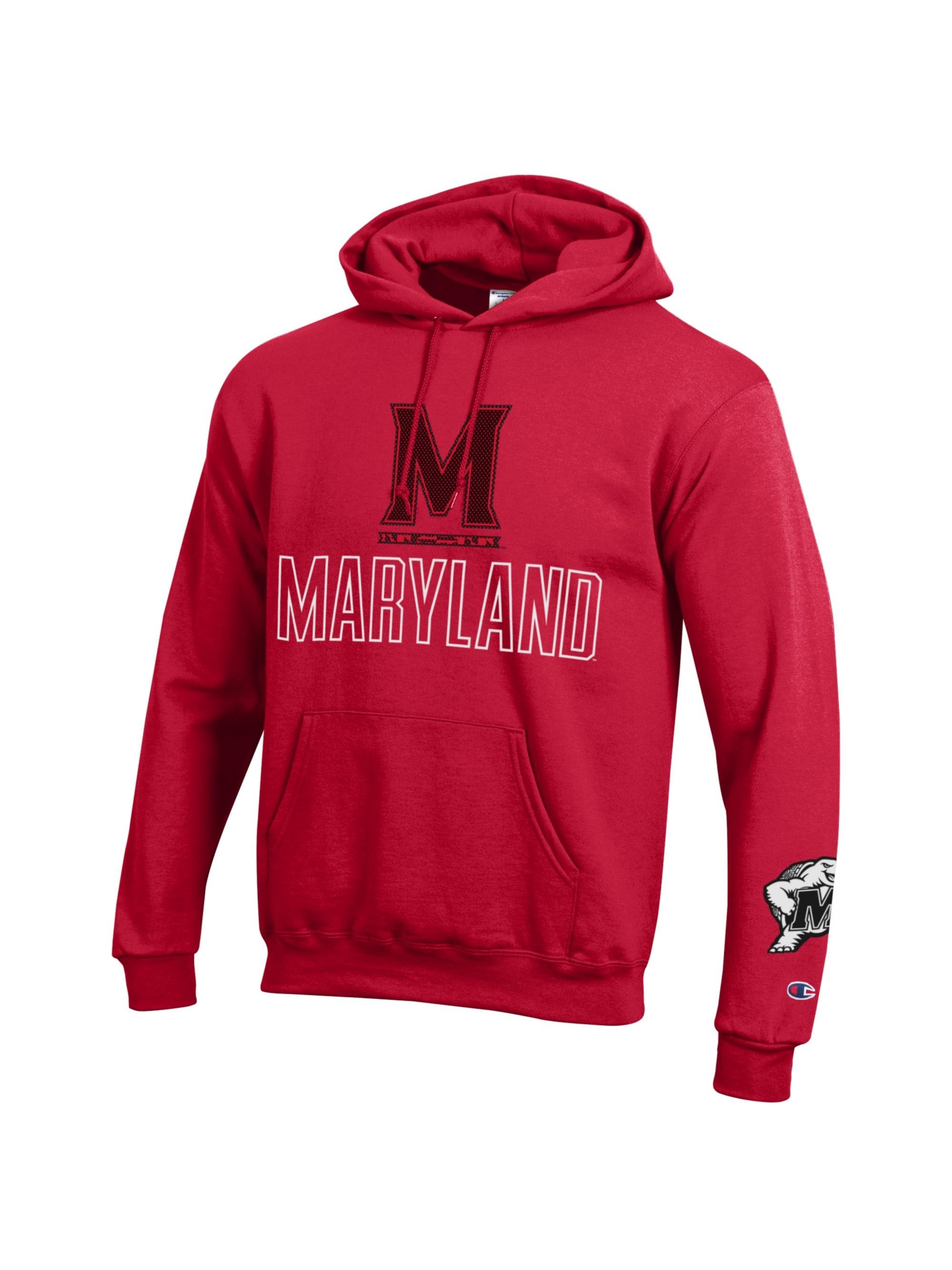 Champion Maryland Terrapins Youth Red No 1 Long Sleeve Hoodie Red 100 Cotton Size M