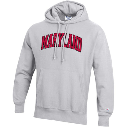 Champion Maryland Reverse Weave Hoodie with Bold MARYLAND Front Graphic and Kangaroo Pocket