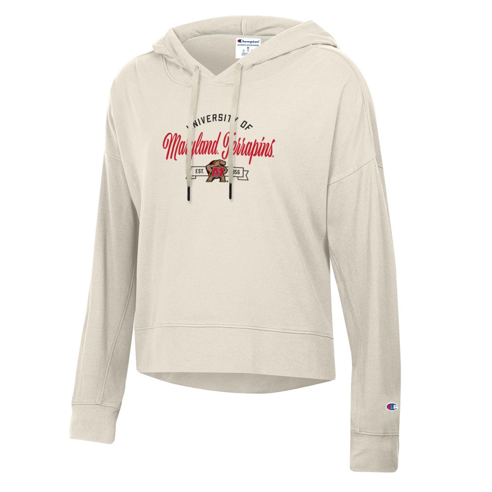 Champion Women's Maryland Terrapins Cropped Fleece Hoodie Beige