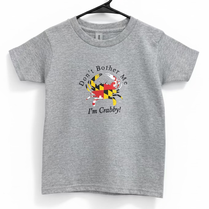 Maryland Flag Crab Youth T-Shirt | “Don’t Bother Me I’m Crabby” Funny Kids Tee