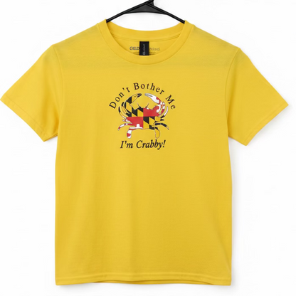 Maryland Flag Crab Youth T-Shirt | “Don’t Bother Me I’m Crabby” Funny Kids Tee