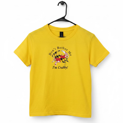 Maryland Flag Crab Youth T-Shirt | “Don’t Bother Me I’m Crabby” Funny Kids Tee