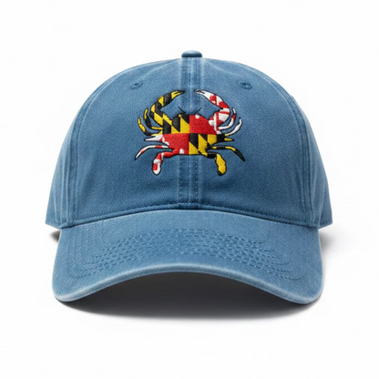 Maryland Crab Embroidered Baseball Cap Blue