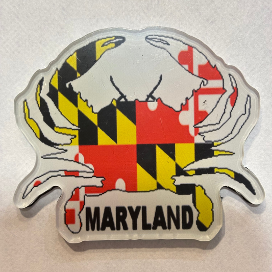 Maryland Flag Crab Magnet 2.3 in x 2.0 in | Blue Crab Refrigerator Magnet Souvenir