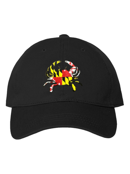 Maryland Crab Embroidered Baseball Cap (Black)