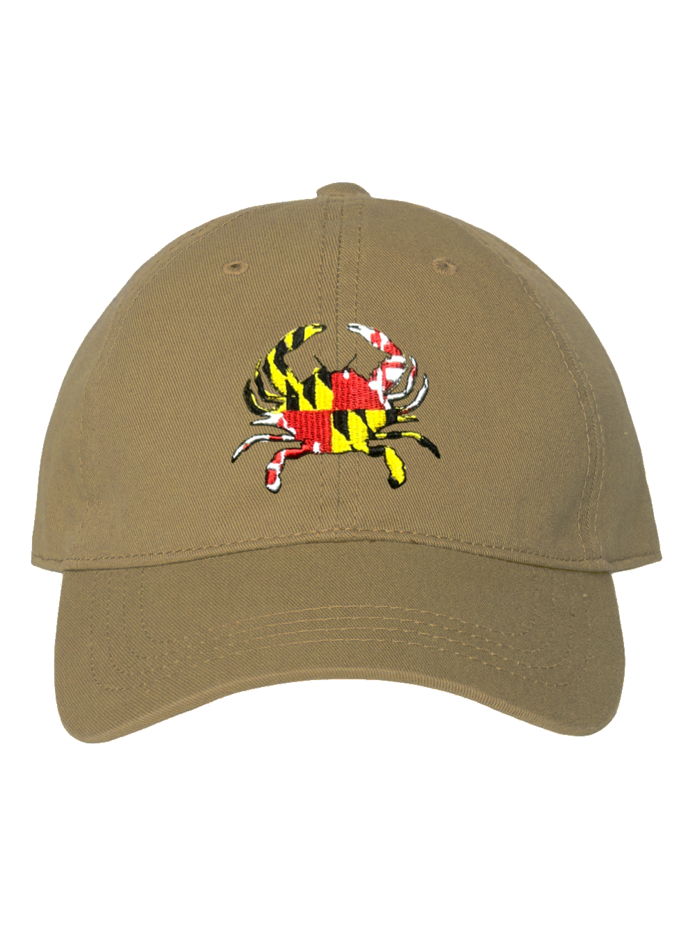 Maryland Crab Embroidered Baseball Cap (Brown)