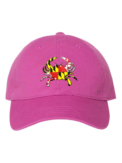 Maryland Crab Embroidered Baseball Cap (Hot Pink)