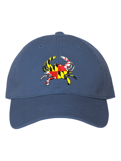 Maryland Crab Embroidered Baseball Cap (Light Navy)