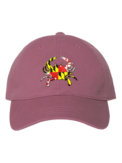 Maryland Crab Embroidered Baseball Cap (Plum)