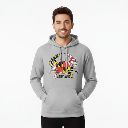 Maryland Flag Crab Hoodie Grey | Maryland Apparel