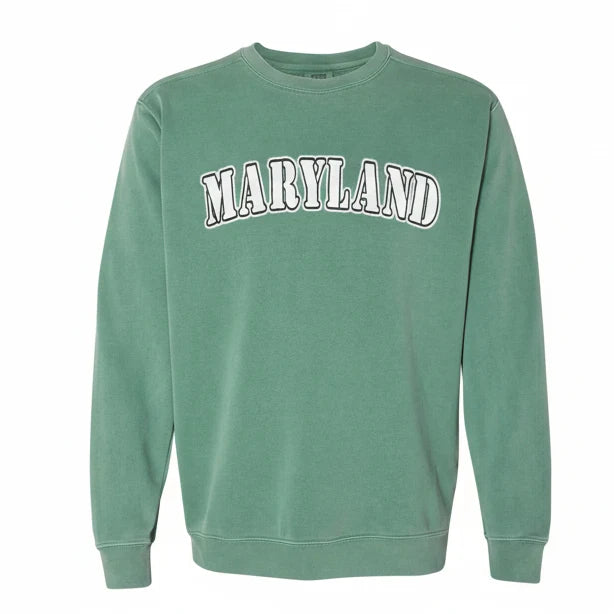 Maryland Gifts Plain Text Comfort Colors Crewneck (Light Green)