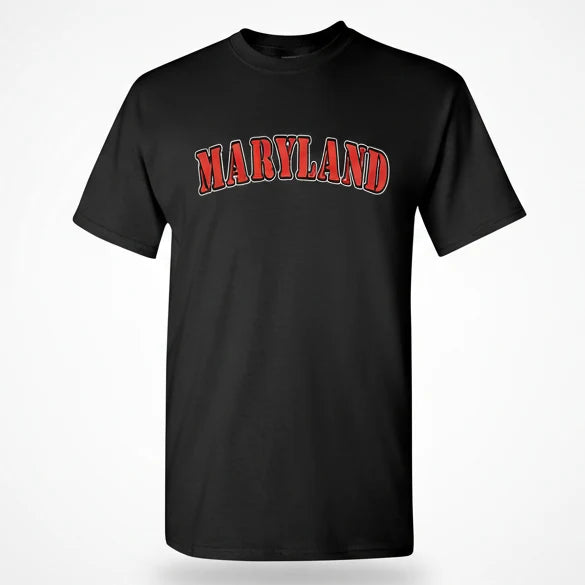 Maryland Gifts Maryland Red Plain Text T-Shirt (Black)