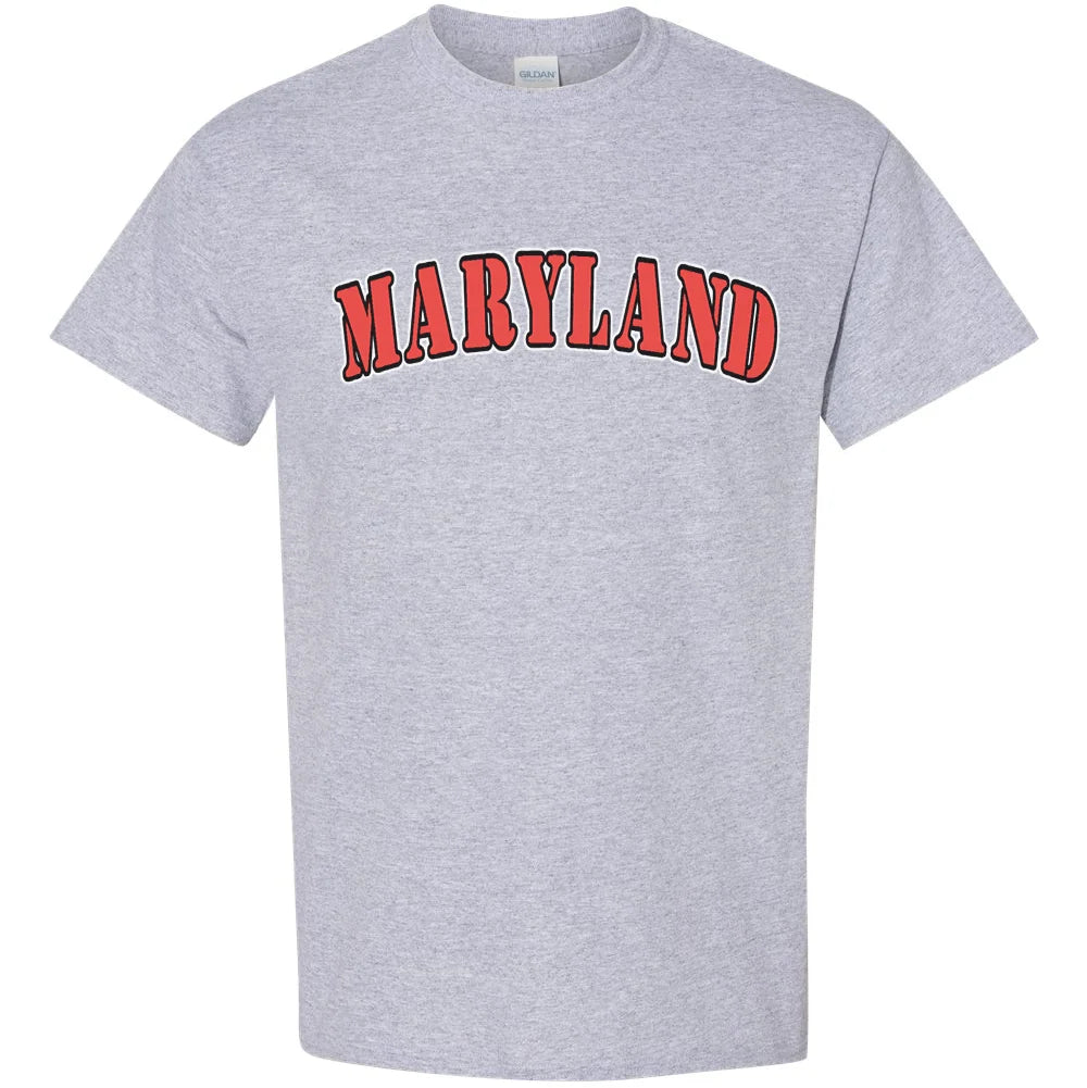 Maryland Gifts Maryland Red Plain Text T-Shirt (Grey)