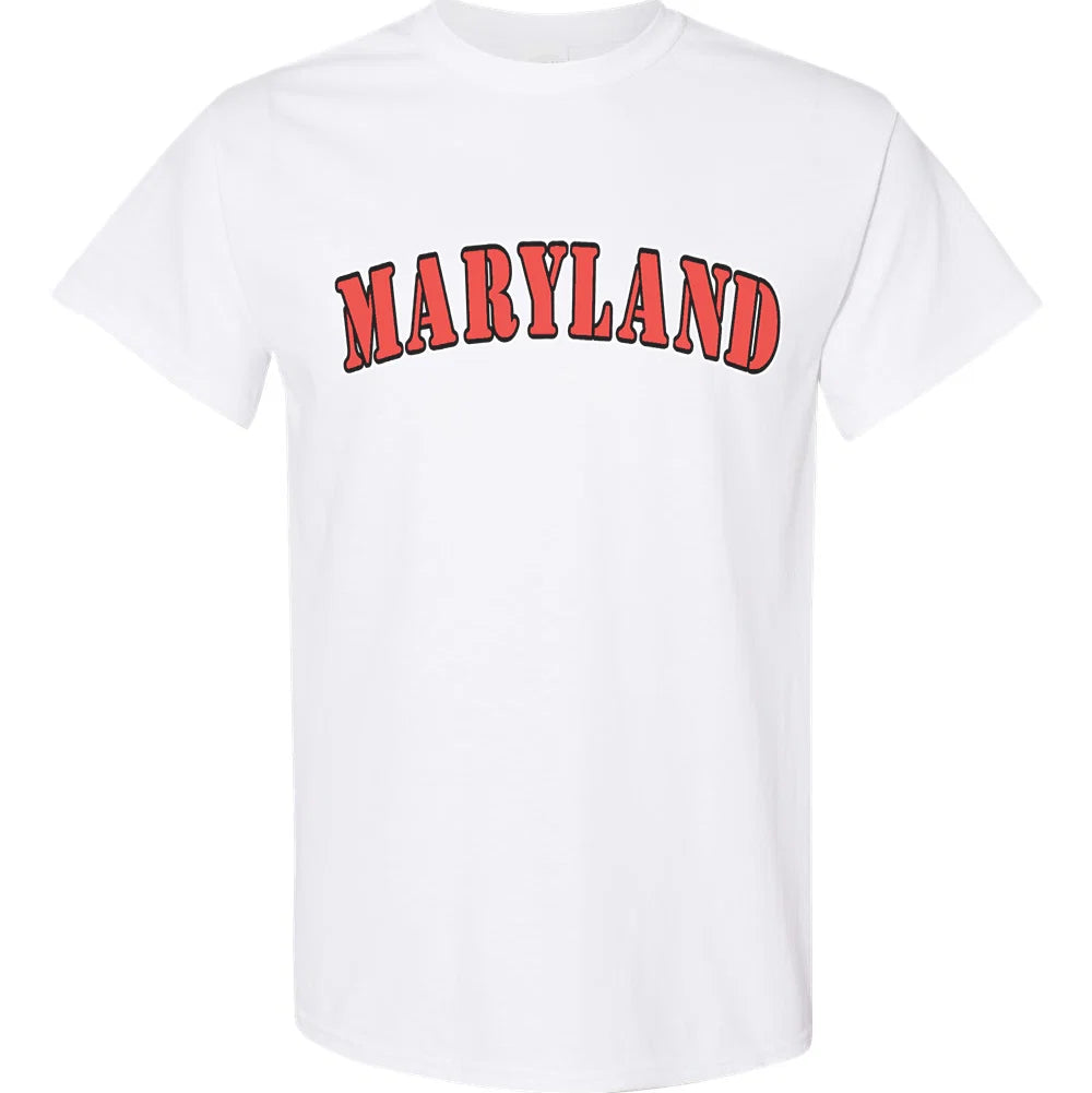 Maryland Gifts Maryland Red Plain Text T-Shirt (White)