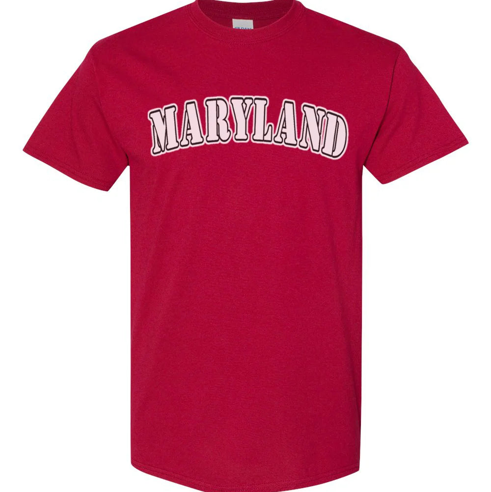 Maryland Gifts Maryland White Plain Text T-Shirt (Red)