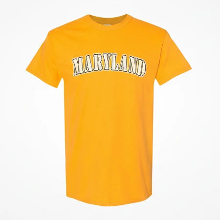 Maryland Gifts Maryland White Plain Text T-Shirt (Yellow)