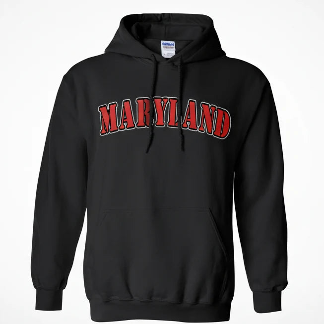 Maryland Gifts Red Plain Text Hoodie (Black)