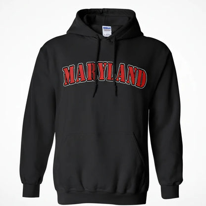 Maryland Gifts Red Plain Text Hoodie (Black)