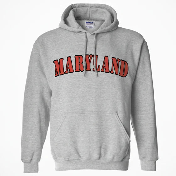Maryland Gifts Red Plain Text Hoodie (Grey)
