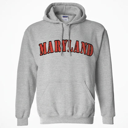 Maryland Gifts Red Plain Text Hoodie (Grey)