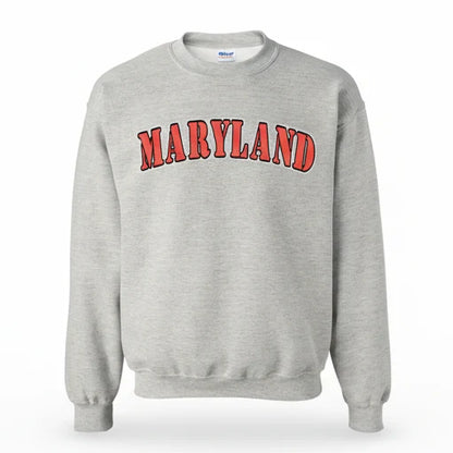 Maryland Gifts Red Plain Text Crewneck Sweater (Ash Grey)