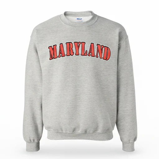 Maryland Gifts Red Plain Text Crewneck Sweater (Ash Grey)