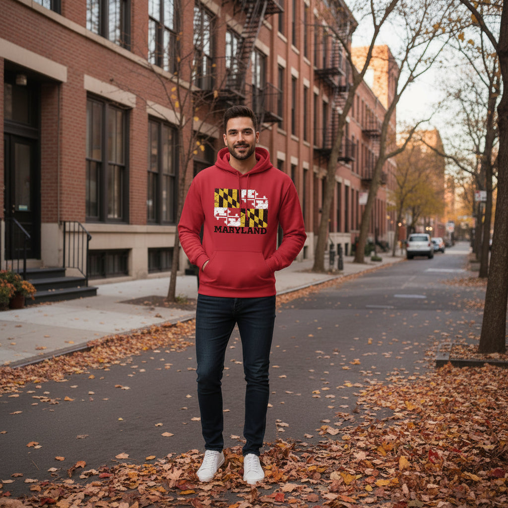 Maryland Rugged Flag Hoodie (Red)