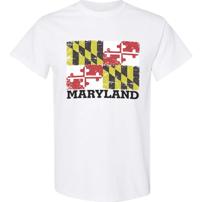 Rugged Maryland Flag T-Shirt (White)