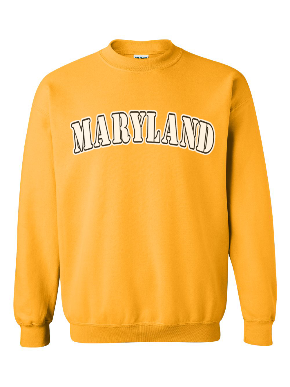 Maryland Gifts White Plain Text Crewneck Sweater (Gold)