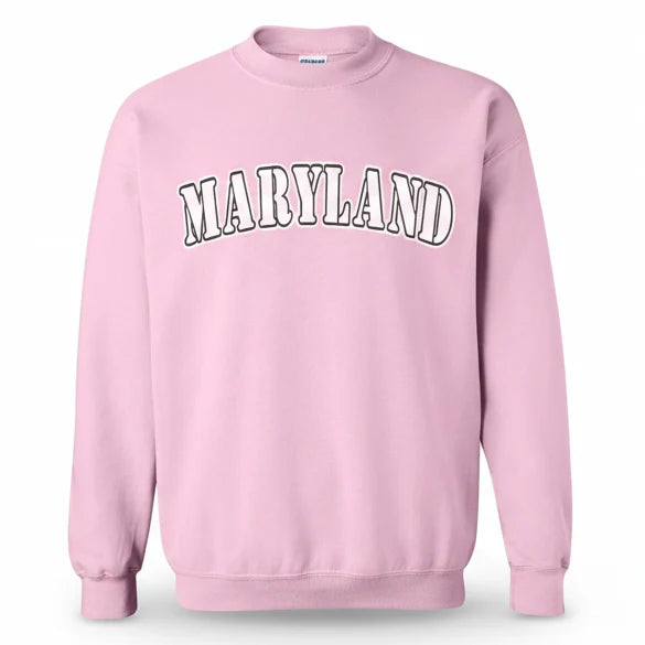 Maryland Gifts White Plain Text Crewneck Sweater (Light Pink)