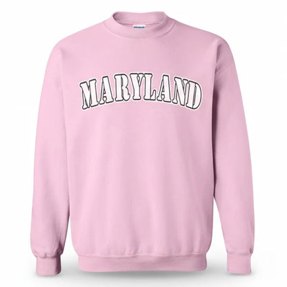 Maryland Gifts White Plain Text Crewneck Sweater (Light Pink)