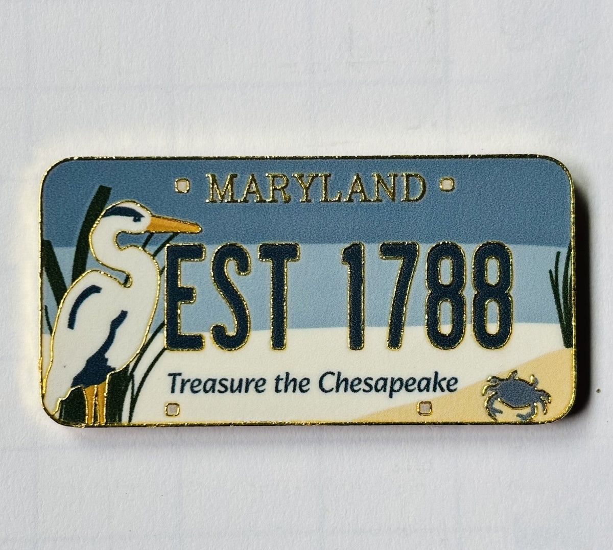 Maryland Chesapeake Bay EST 1788 Fridge Magnet with Heron and Crab