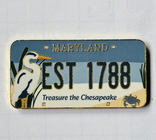 Maryland Chesapeake Bay EST 1788 Fridge Magnet with Heron and Crab