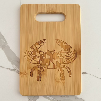 Maryland Crab Bamboo Cutting Board | Chesapeake Bay Seafood Serving Board (9X6 INCH)