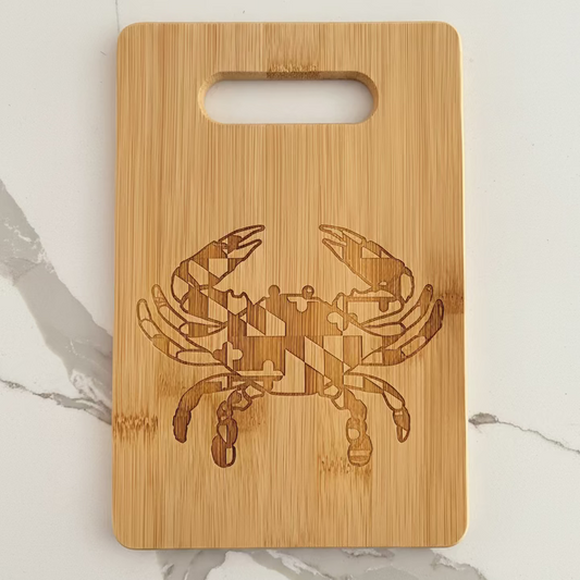 Maryland Crab Bamboo Cutting Board | Chesapeake Bay Seafood Serving Board (9X6 INCH)
