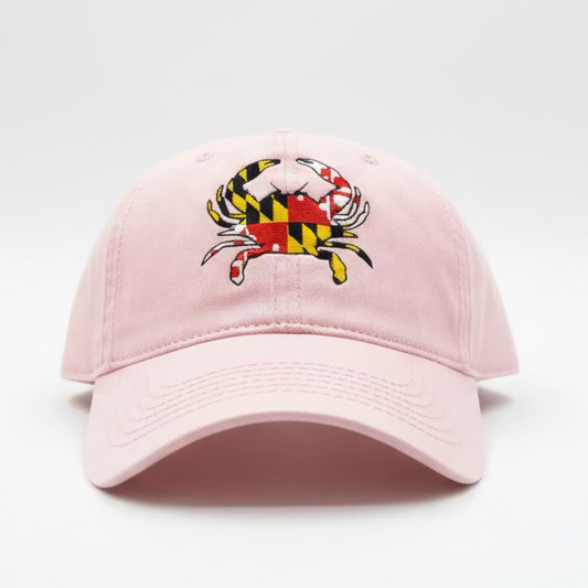 Maryland Crab Embroidered Baseball Cap Pink