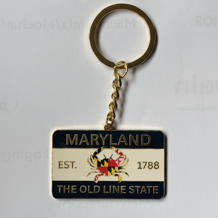 Maryland EST 1788 Old Line State Keychain 2 x 1.5 Inch
