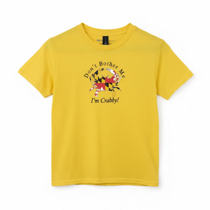 Maryland Flag Crab Youth T-Shirt “Don’t Bother Me I’m Crabby”