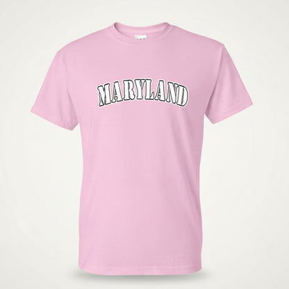 Maryland Plain Text T-Shirt Pink with Bold MARYLAND Lettering
