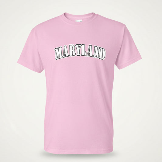 Maryland Plain Text T-Shirt Pink with Bold MARYLAND Lettering